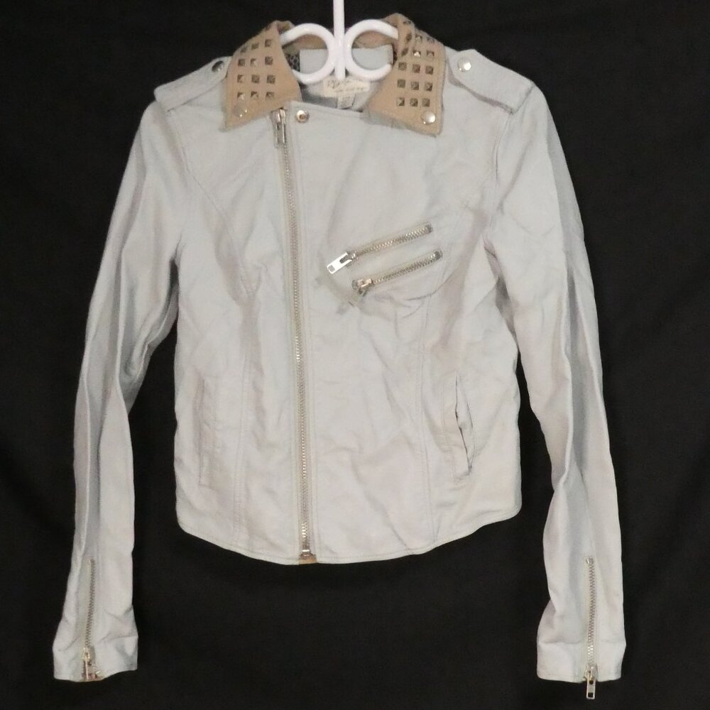 Vintage - RD STYLE | small petite | Chic Studded Collar Faux Leather Jacket